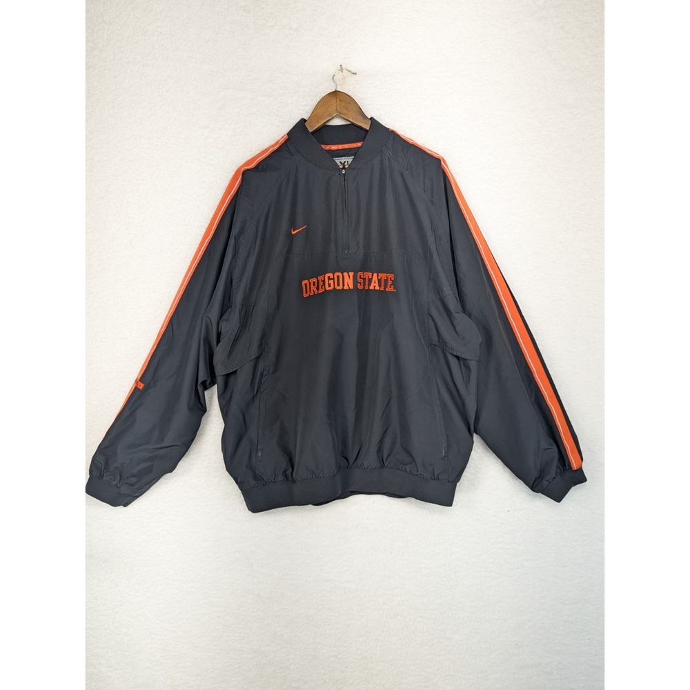 Y2K Nike Oregon State Windbreaker Jacket Black Pullover OSU Beavers XL